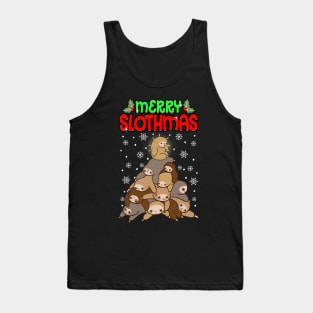 Merry Slothmas Funny Sloth Christmas Sweater Tank Top